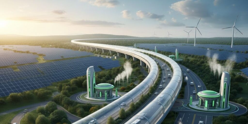 Map showing India’s planned hydrogen transport corridors.