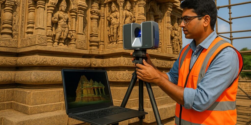 “3D scanning technology used on ancient Indian temple walls”